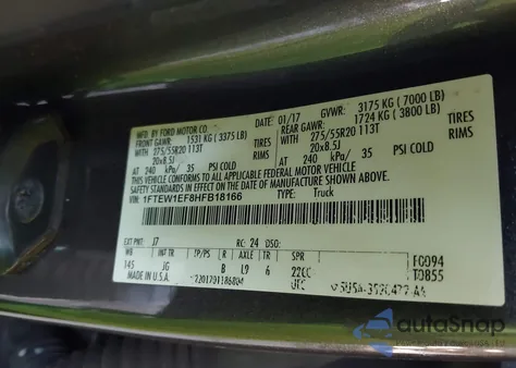 2017 Ford F-150 Xl from USA, damaged, VIN 1FTEW1EF8HFB18166